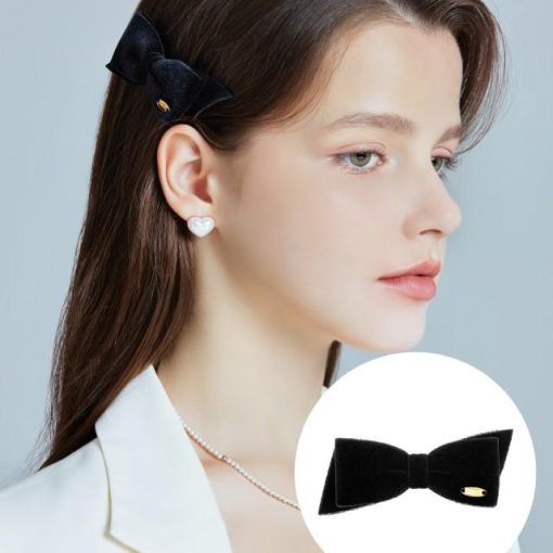 LALA J 벨벳 미니 리본 헤어핀 (JALJHP3BF824FA000)