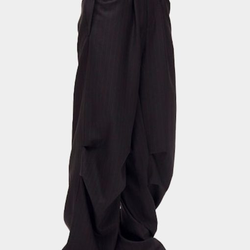 핀스트라이프 울 소재의 파라슈트 우븐 팬츠